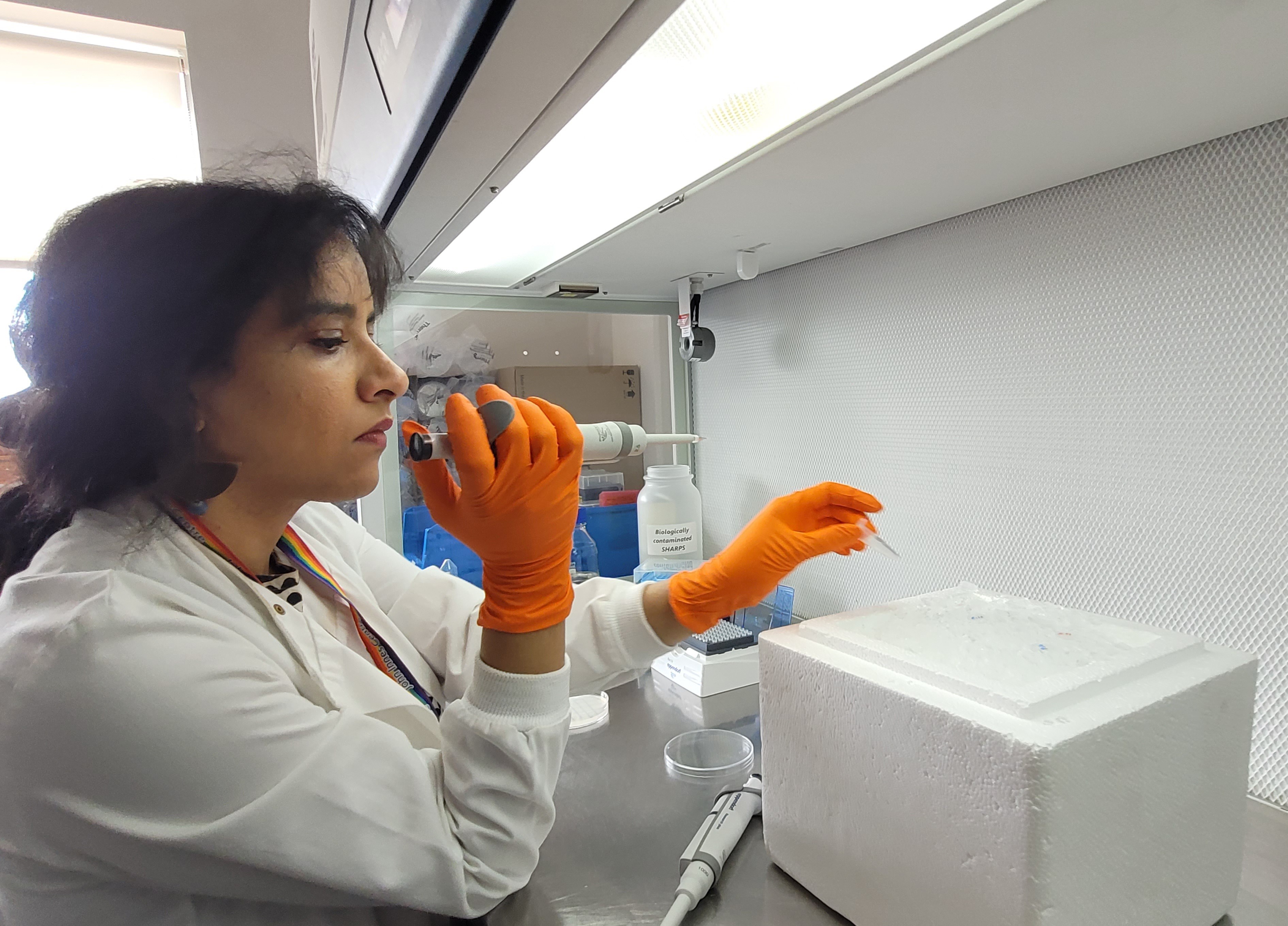 Dr Luisa Jabbur in the lab