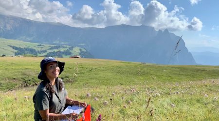 Dr Mikhaela Neequaye at a field site in the Alps.