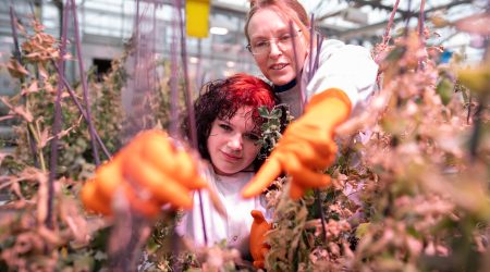 Research assistant Dr Marina Franceschetti with Katie, T Level student